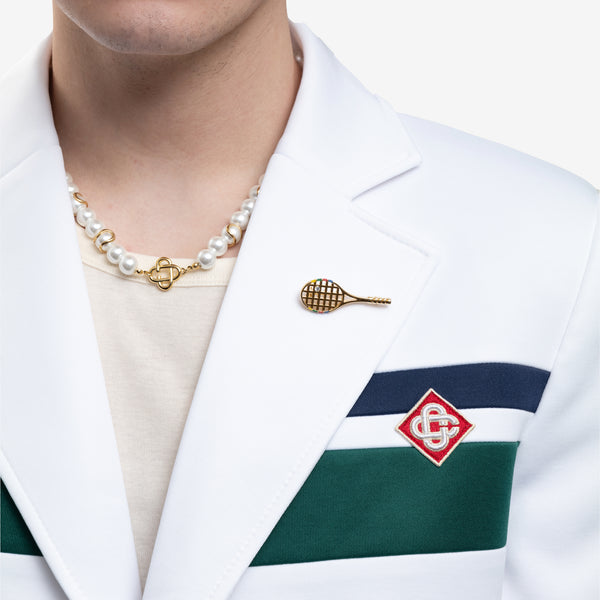 Women and Men Casablanca Gold Plated Tennis Racket Brooch
