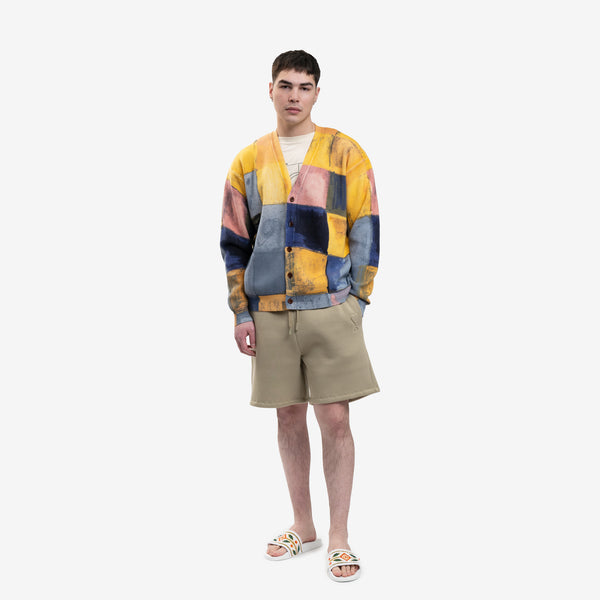 Mens KidSuper Checkered Knit Mohair Cardigan in Multi