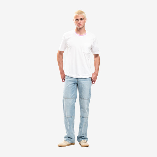 Chrome Hearts Mens Purple Collar Script T-Shirt in White