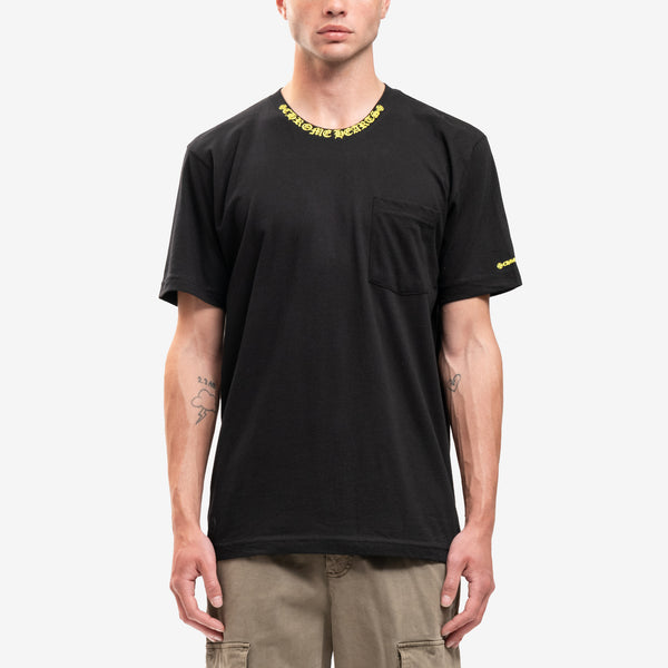 Chrome Hearts Mens Lime Collar Script T-Shirt in Black