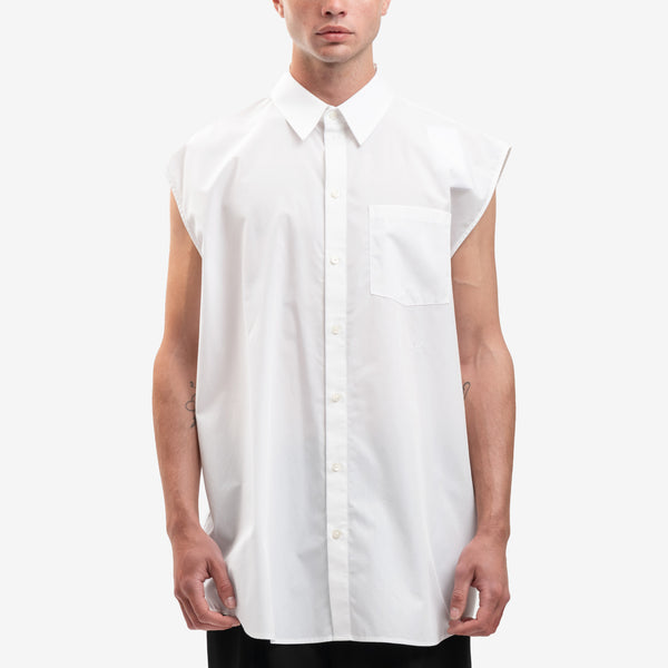 Mens Helmut Lang Sleeveless Oversize Shirt in White