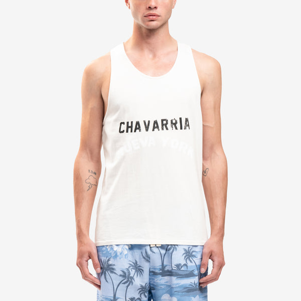 Willy Chavarria Mens Graphic Tank Top in White