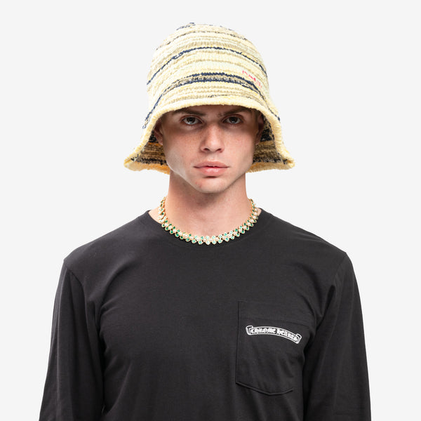 Mens MARNI Hat - Striped Beanie in India Yellow