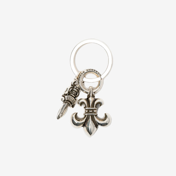 Chrome Hearts BS Fleur #5 Dagger Keyring in Sterling Silver