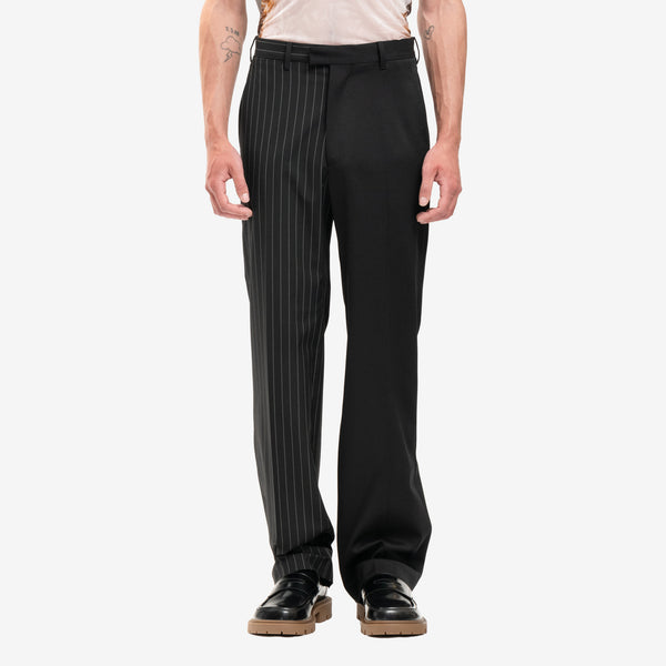 Maison Margiela MM6 Mens Plain Stripy Tailored Pants in Black