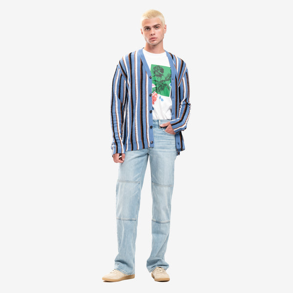 Mens MARNI Knit Cable Stripe Cardigan in Opal