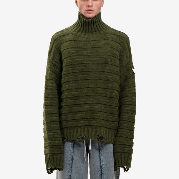 Maison Margiela MM6 Mens Horizontal Link Sweater in Khaki Green