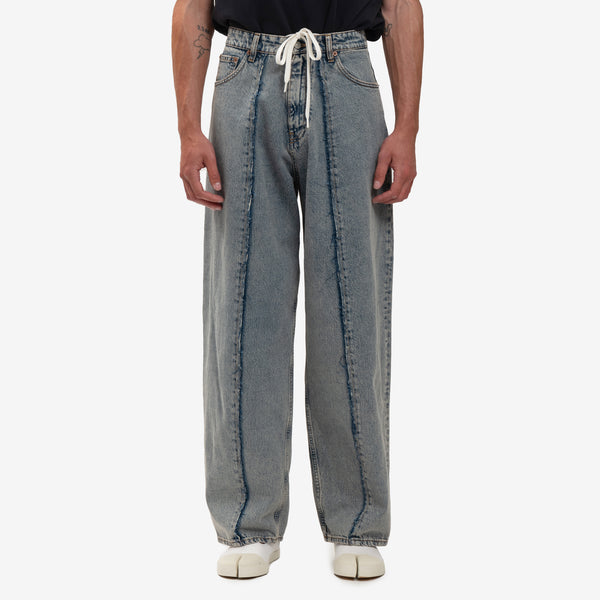 Maison Margiela MM6 Unisex Middle Hem Jeans in Light Blue