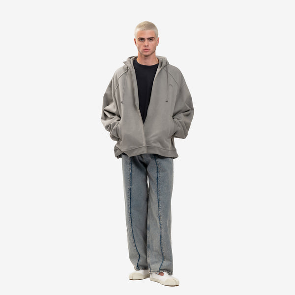 Juun.J Mens Dyed Zip Hoody in Beige