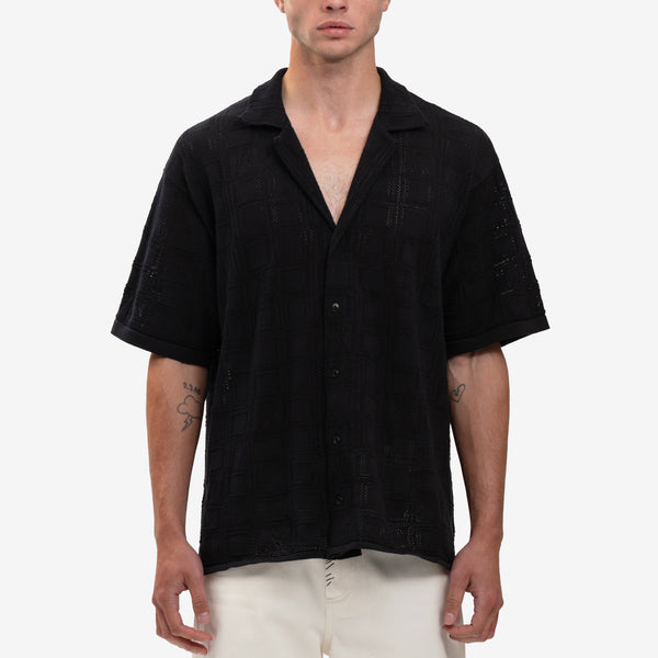 Represent Clothing Brand Mens Lace Knit Shirt in Black