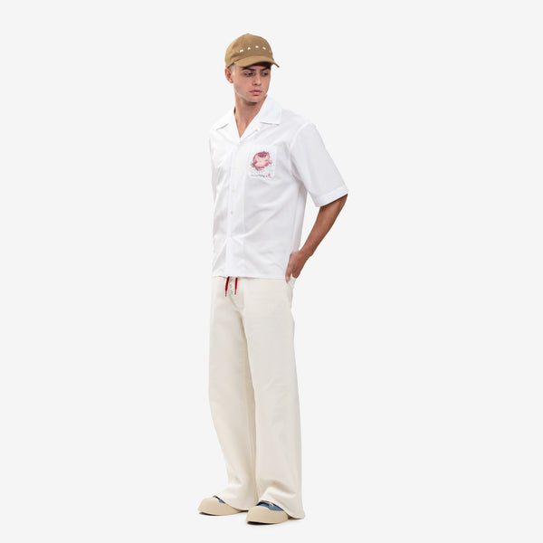 Mens MARNI Flower Pocket Bowling Shirt  in Lily White