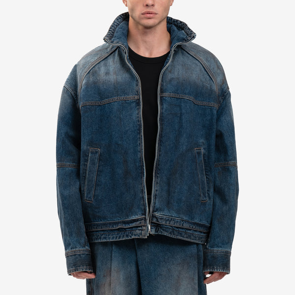 Mens Juun.J Oil Washed Denim Jacket in Blue