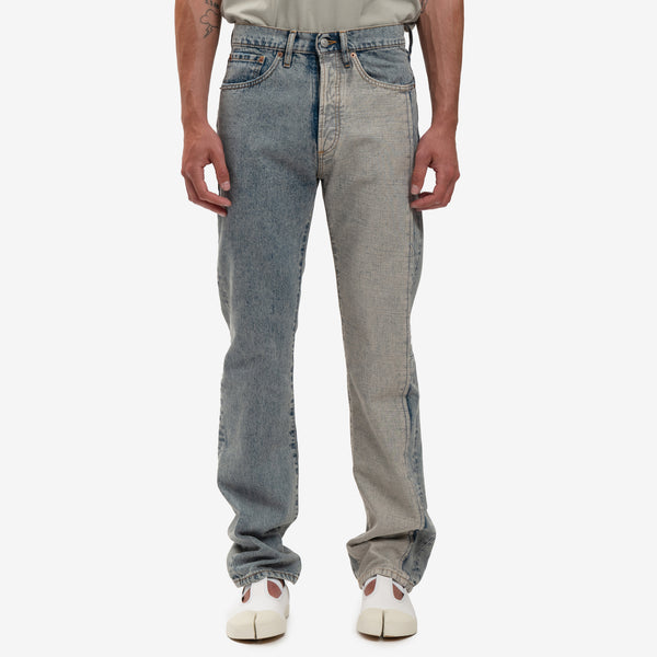 Maison Margiela MM6 Unisex Two Tone Wash Jeans in Light Blue