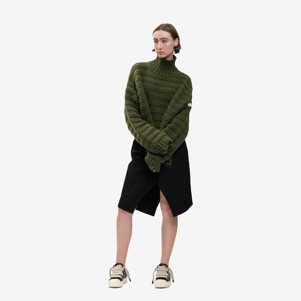 Maison Margiela MM6 Mens Horizontal Link Sweater in Khaki Green