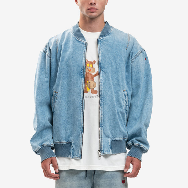 DIESEL Clothing Brand Denim Bomber Jacket in Blue