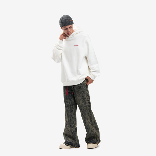 MARNI Hoodie for Men Wrinkled Logo Hoody in Natural White