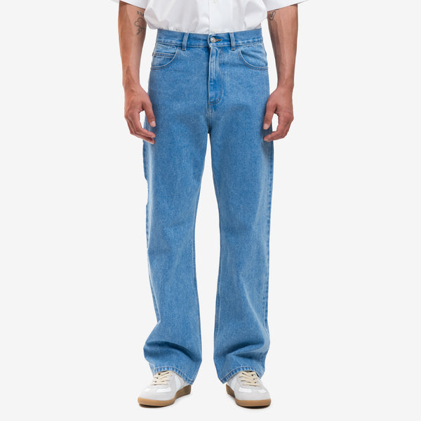 Mens MARNI Jeans Bleached Coated Jeans in Cobalt