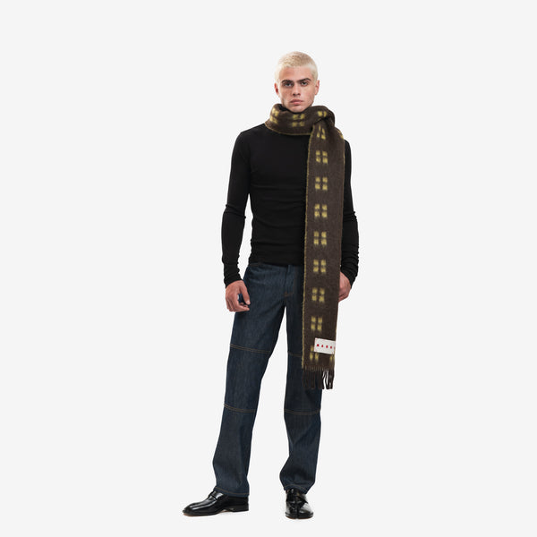 Women and Men MARNI Scarf Squared Mohair Scarf in Coffee