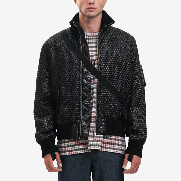 Mens Helmut Lang Jacket Bubble Wrap Seatbelt Bomber in Black