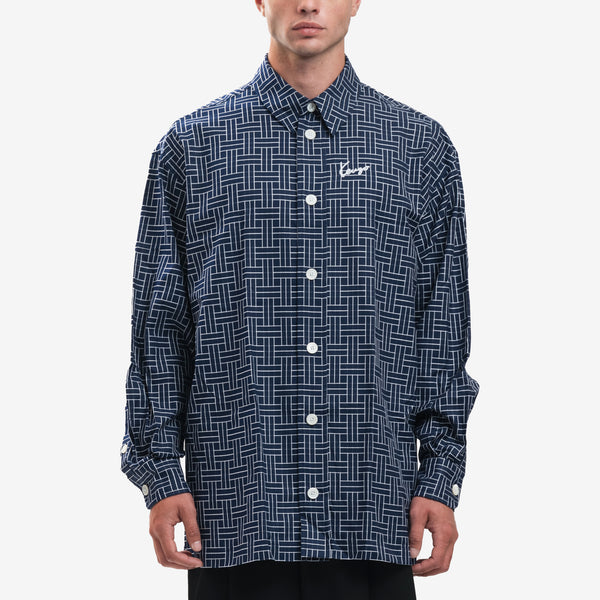 Mens Kenzo Weave Oversized Shirt in Midnight Blue