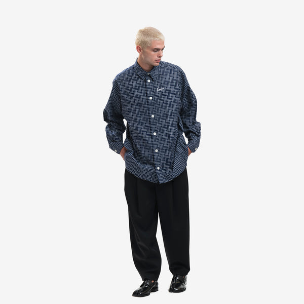 Mens Kenzo Weave Oversized Shirt in Midnight Blue