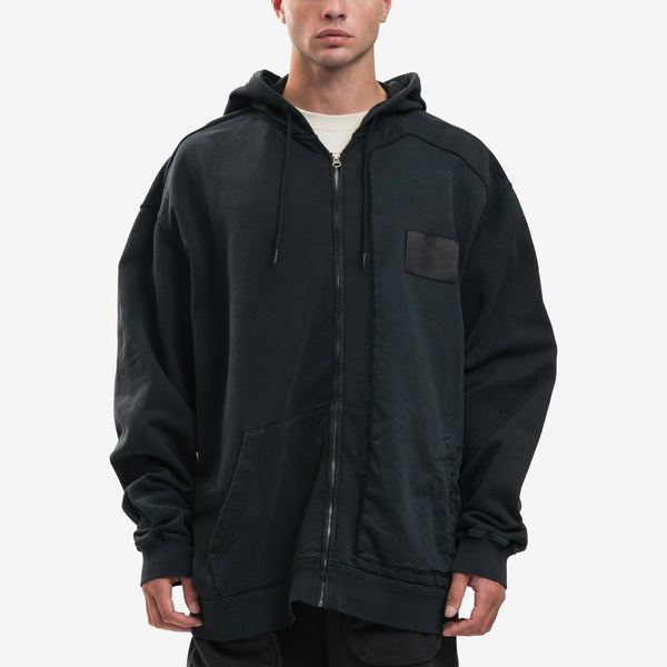 Maison Margiela MM6 Mens Cut Out Zip Hoody in Washed Black