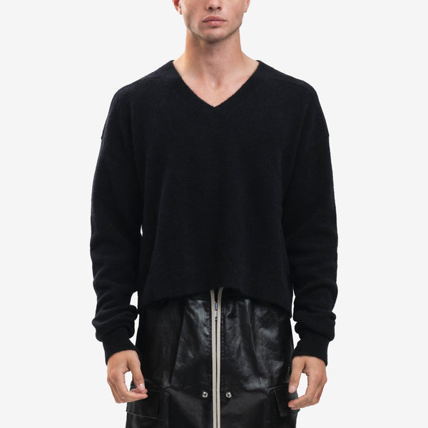 Women and Men Rick Owens Tommy V-Neck Sweater in Black