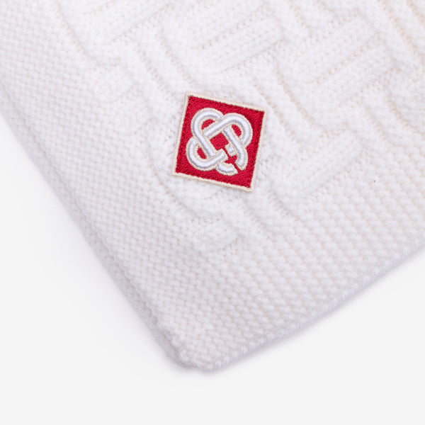 Mens Casablanca Scarf Column Stitch in White