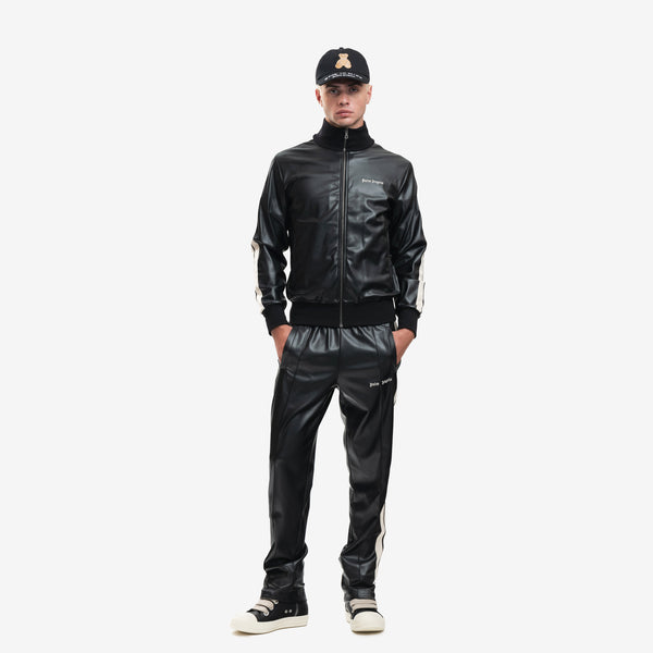 Palm Angels Track Jacket Leather Effect in Black