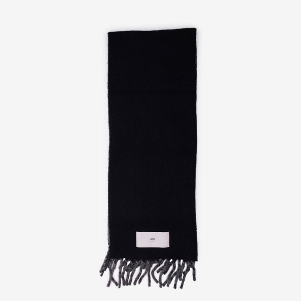 AMI Paris Brand Scarf AMI Label Bicolor Scarves in Black