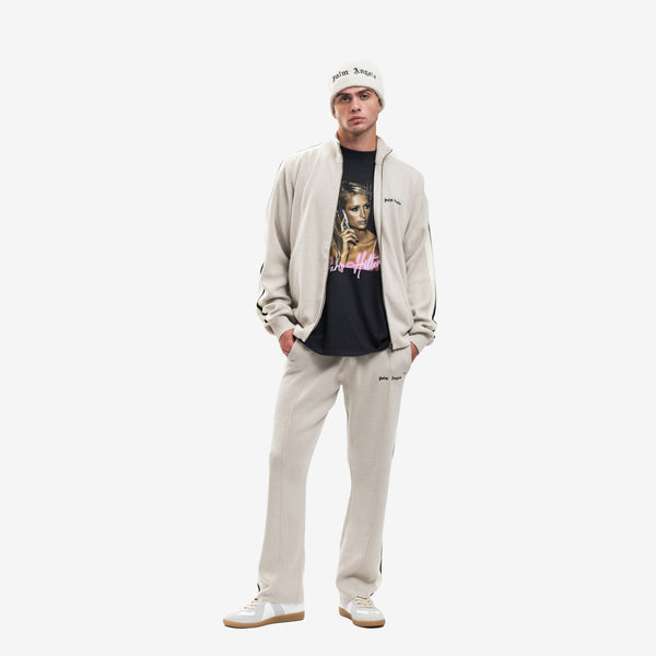 Palm Angels Track Jacket Classic Logo Knit in Light Beige