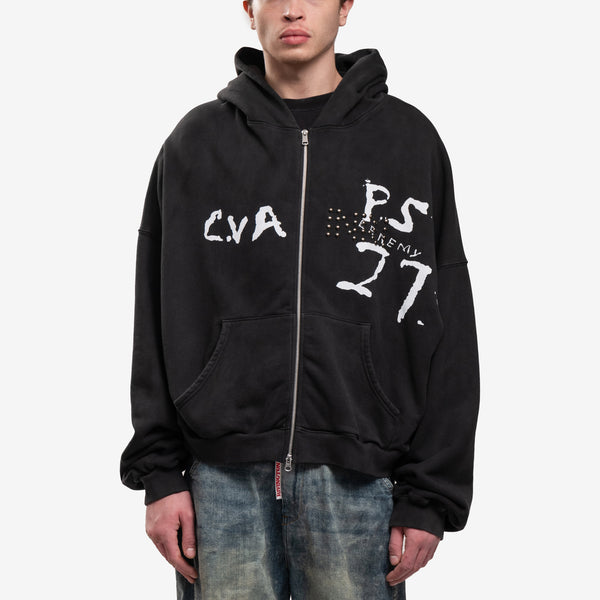 RRR123 Rivington Roi Rebis Mens Inri Zip Hoodie in Black