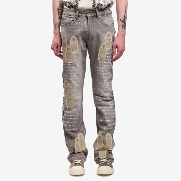 Mens Who Decides War Jeans Scripture Denim in Vintage Grey