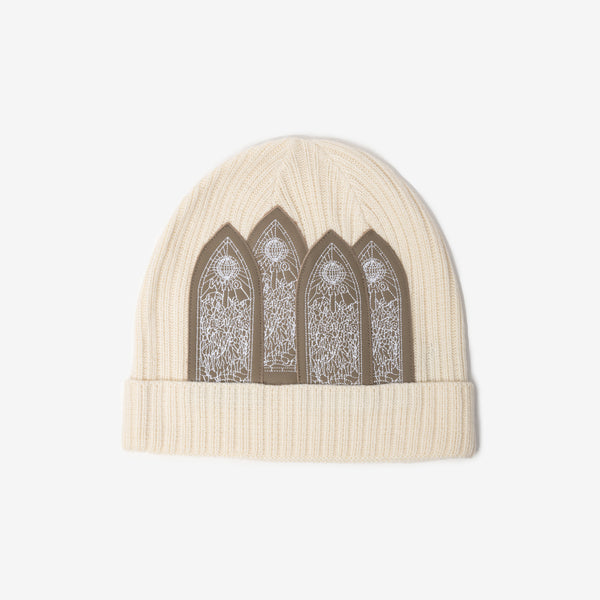 Mens Who Decides War Window Beanie in Cream