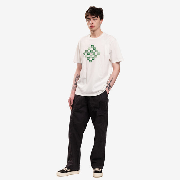 Mens C.P. Company Printed Logo Grid T-Shirt in Gauze White