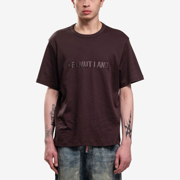 Mens Helmut Lang Tee - Embroidered Logo Oversize T-Shirt