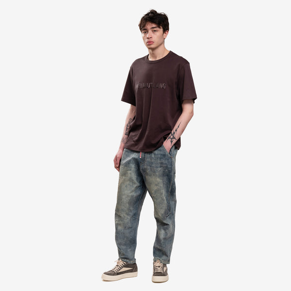 Mens Helmut Lang Tee - Embroidered Logo Oversize T-Shirt