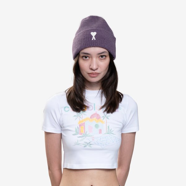 Unisex AMI Paris - Off White ADC Beanie in Lilac