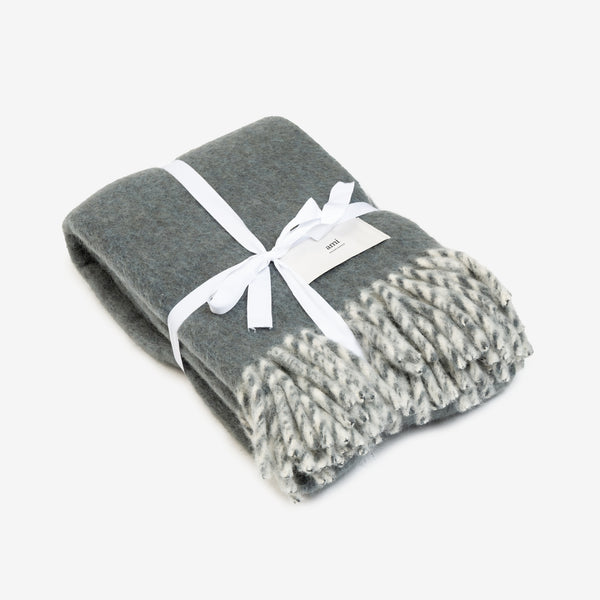 AMI Home - Ami Paris Label Bicolour Blanket in Antique Clay