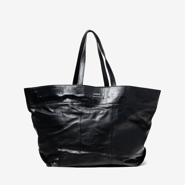 Unisex AMI Paris Bag - East West Maxi Shopper Tote in Black