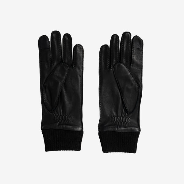 Unisex AMI Paris - ADC Patch Leather Gloves in Black