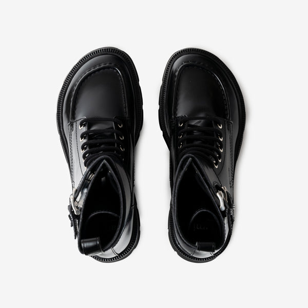 AMI Paris Brand Mens Monk Double Strap Boots in Black