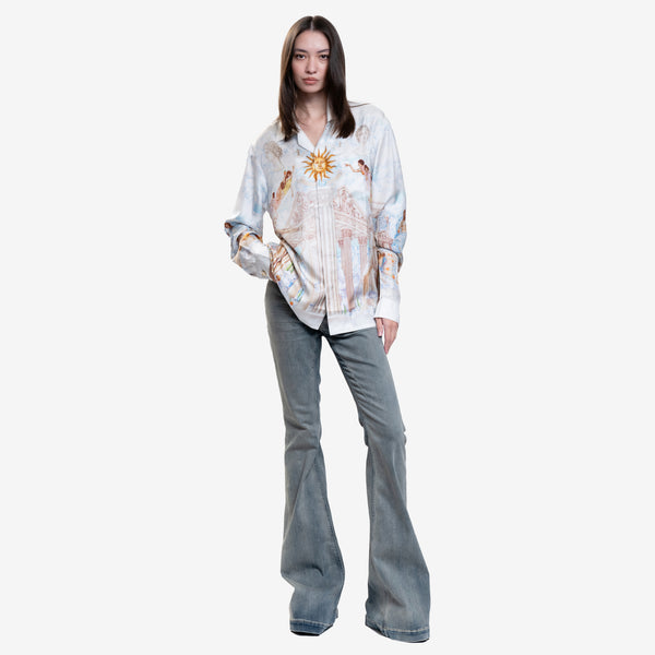 Casablanca Silk Shirt for Men Le Temple du Savoir in White