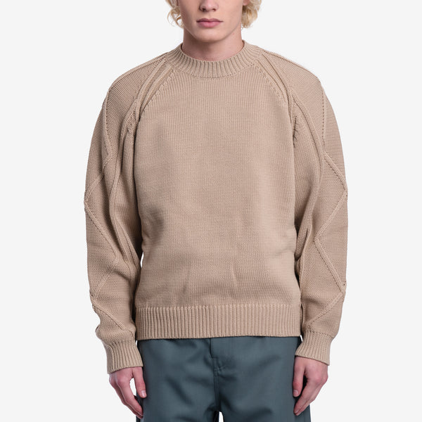 Mens KENZO Cable Knit Sweater in Beige