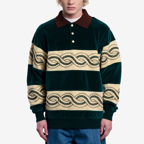 Mens Drôle de Monsieur - Le Polo Sweat Tresse in Dark Green