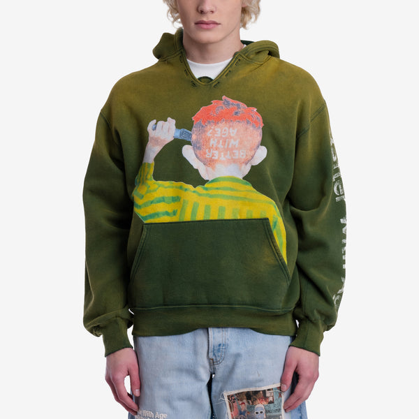 Mens Better with Age - Protest Art Hoodie in Green