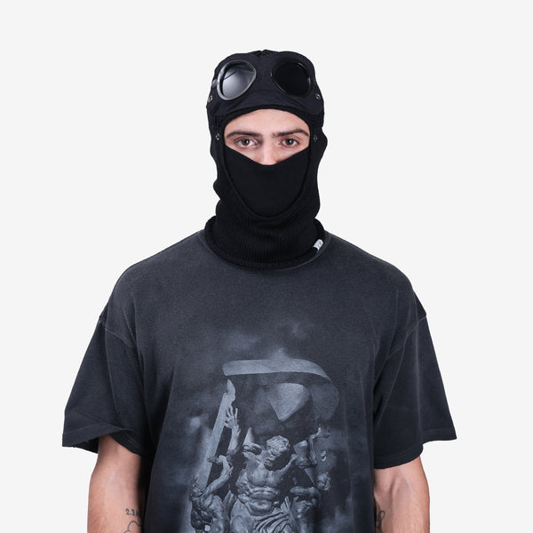 C.P. Company Mens Extra Fine Merino Wool Goggle Balaclava in Black