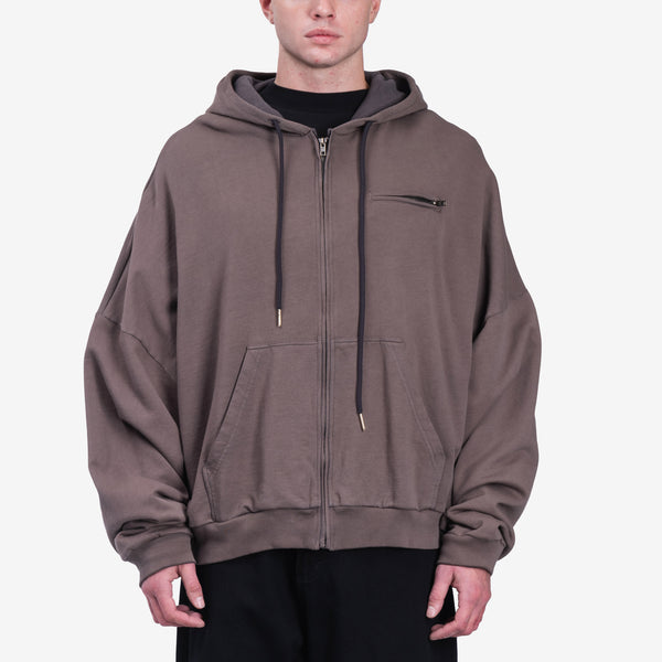 Mens Willy Chavarria Bomber Hoodie in Pavement