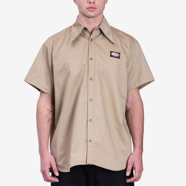 Mens Willy Chavarria Pachuco Work Shirt in Khaki