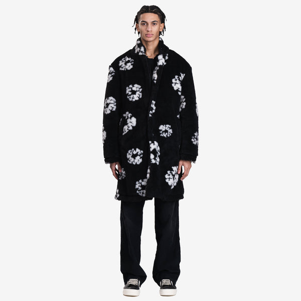 Saint Mxxxxxx Mens Denim Tears Wreath Faux Fur Coat in Black